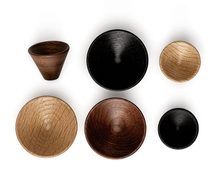 Buton din lemn pentru mobila Conic Wood, finisaj stejar, D 43 mm [3]