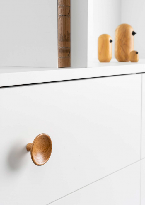 Buton din lemn pentru mobila Disc Wood, finisaj stejar, D 38 mm [5]