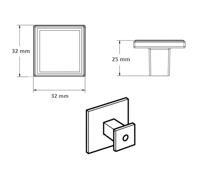 Buton pentru mobila Palace, finisaj argint antichizat, 32x32 mm [8]