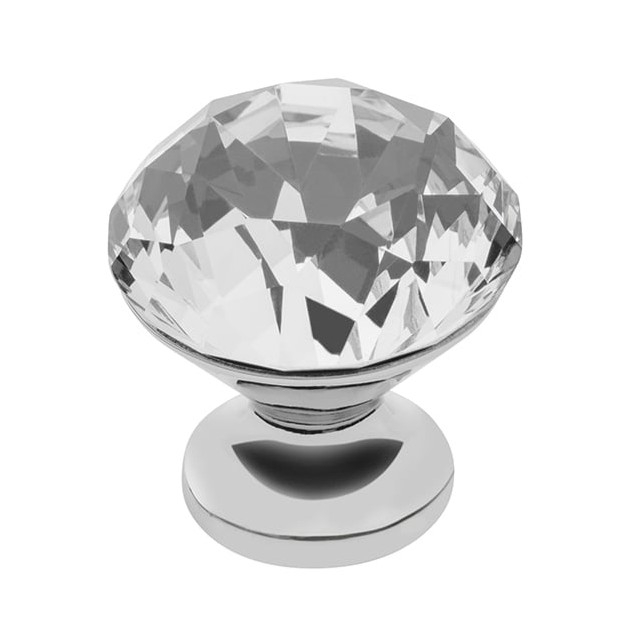 Buton modern pentru mobilier CRPB, crom lucios + cristal transparent GT, D:20 mm [1]