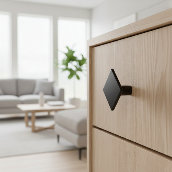 Buton patrat pentru mobila Dion, finisaj negru mat, 30x30 mm [3]