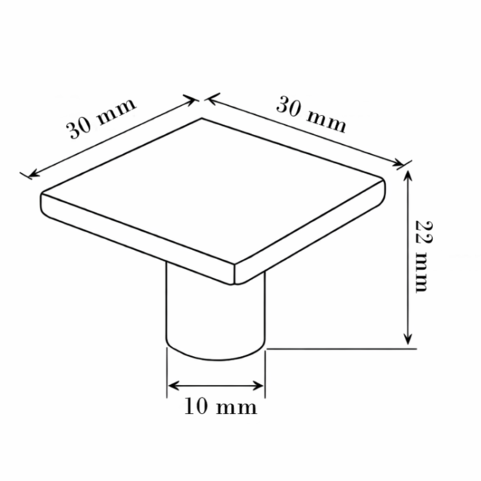 Buton patrat pentru mobila Dion, finisaj negru mat, 30x30 mm [2]