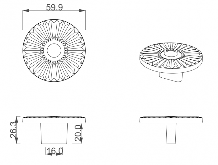 Buton pentru mobila Alper, finisaj alama antichizata periata CB, 16 mm [4]