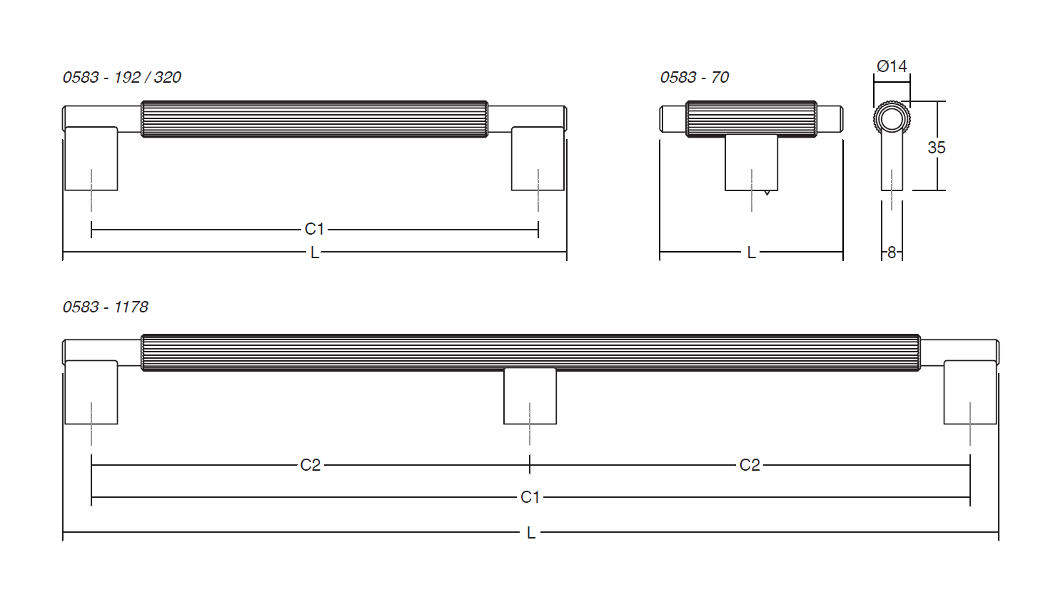 Buton pentru mobila Arpa, finisaj negru periat, 70x35 mm [2]