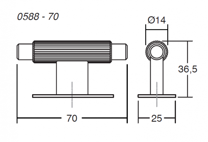Buton pentru mobila Arpa Plate, finisaj alama rustica, 70x25 mm [3]