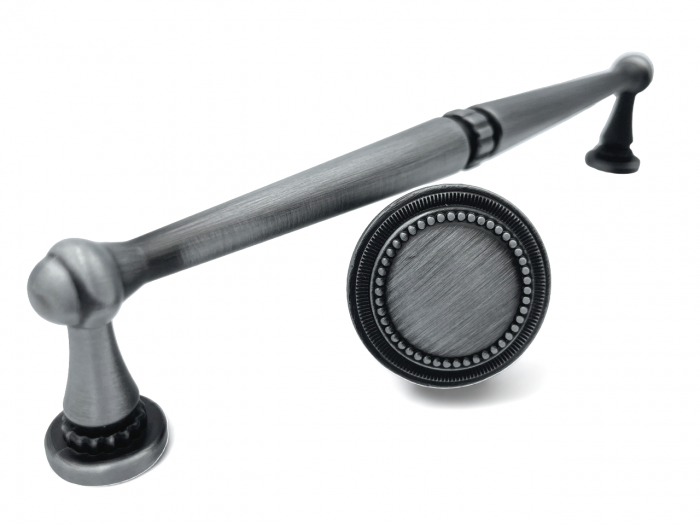 Buton pentru mobila Baroc, finisaj argint antichizat periat, D:32 mm [4]