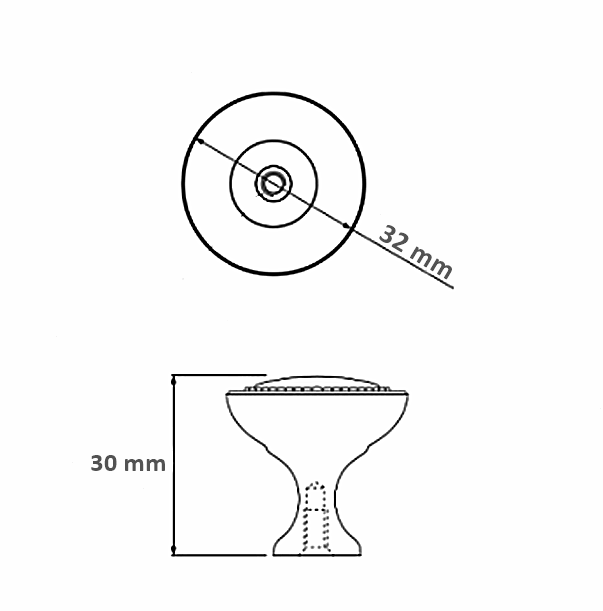 Buton pentru mobila Baroc, finisaj argint antichizat periat, D:32 mm [5]