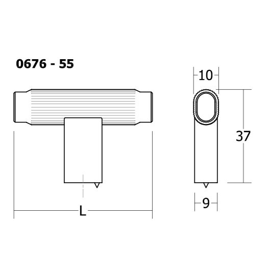 Buton pentru mobila Brooklyn, finisaj negru titan, 55x37 mm [3]