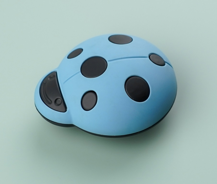 Buton pentru mobila copii Joy Buburuza, finisaj bleu cu negru CB, 32 mm [5]