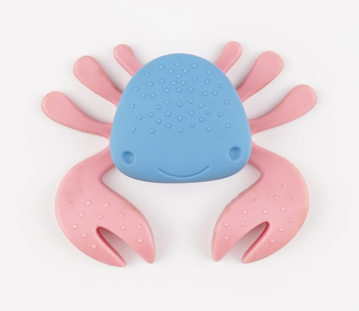 Buton pentru mobila copii Joy Crab, finisaj bleu cu clesti roz CB, 25 mm [2]