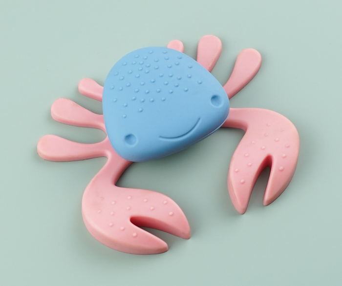 Buton pentru mobila copii Joy Crab, finisaj bleu cu clesti roz CB, 25 mm [5]