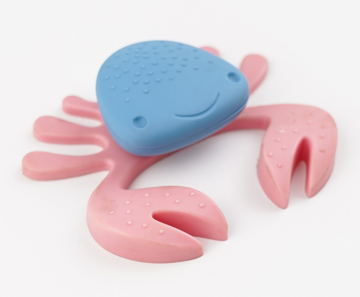 Buton pentru mobila copii Joy Crab, finisaj bleu cu clesti roz CB, 25 mm [3]