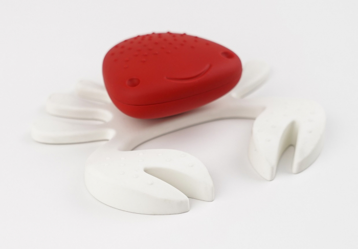 Buton pentru mobila copii Joy Crab, finisaj rosu cu clesti albi CB, 25 mm [3]