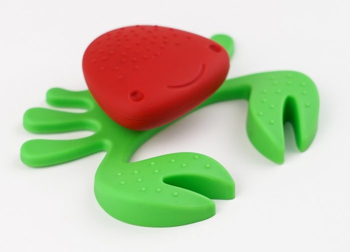 Buton pentru mobila copii Joy Crab, finisaj rosu cu clesti verzi CB, 25 mm [3]