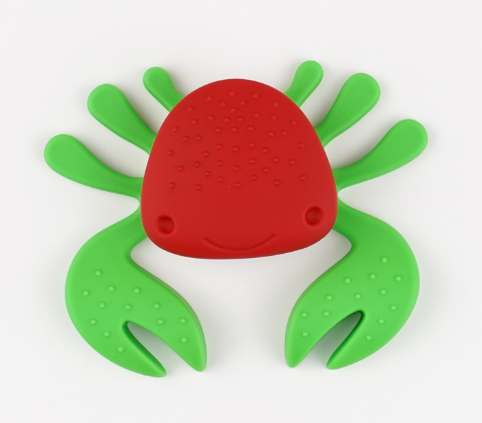 Buton pentru mobila copii Joy Crab, finisaj rosu cu clesti verzi CB, 25 mm [2]