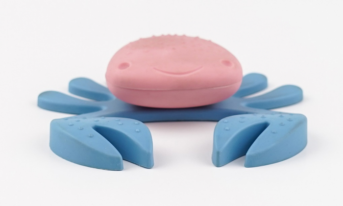 Buton pentru mobila copii Joy Crab, finisaj roz cu clesti bleu CB, 25 mm [4]