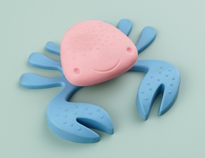 Buton pentru mobila copii Joy Crab, finisaj roz cu clesti bleu CB, 25 mm [5]