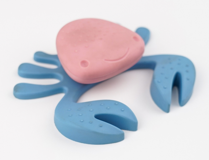 Buton pentru mobila copii Joy Crab, finisaj roz cu clesti bleu CB, 25 mm [3]