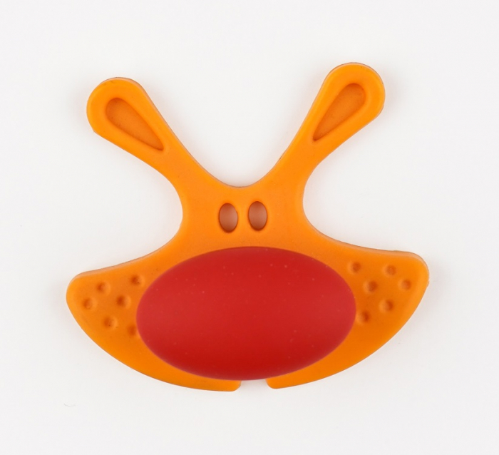 Buton pentru mobila copii Joy Iepuras, finisaj portocaliu cu nasuc rosu CB, 30 mm [2]