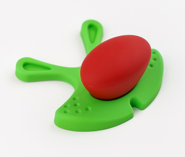 Buton pentru mobila copii Joy Iepuras, finisaj verde cu nasuc rosu CB, 30 mm [3]