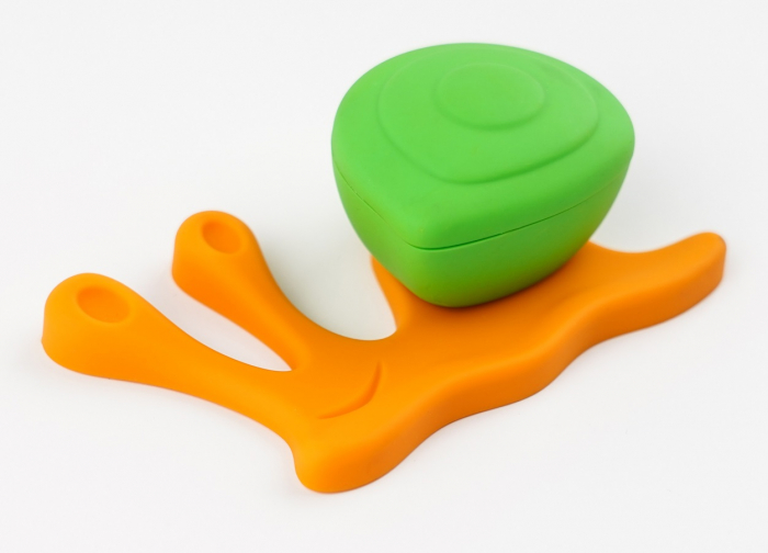 Buton pentru mobila copii Joy Melc, finisaj portocaliu cu casuta verde CB, 30 mm [3]