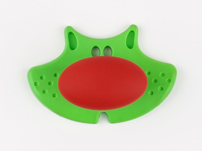Buton pentru mobila copii Joy Pisica, finisaj verde cu nasuc rosu CB, 30 mm [2]