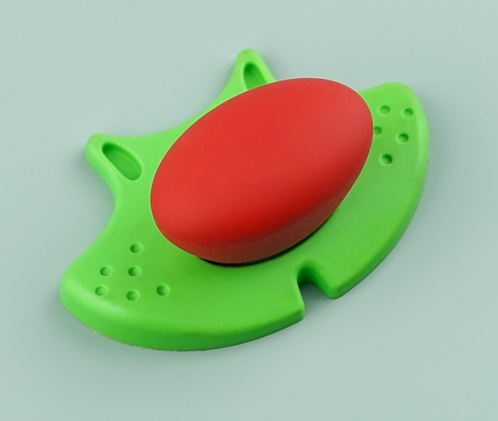 Buton pentru mobila copii Joy Pisica, finisaj verde cu nasuc rosu CB, 30 mm [5]