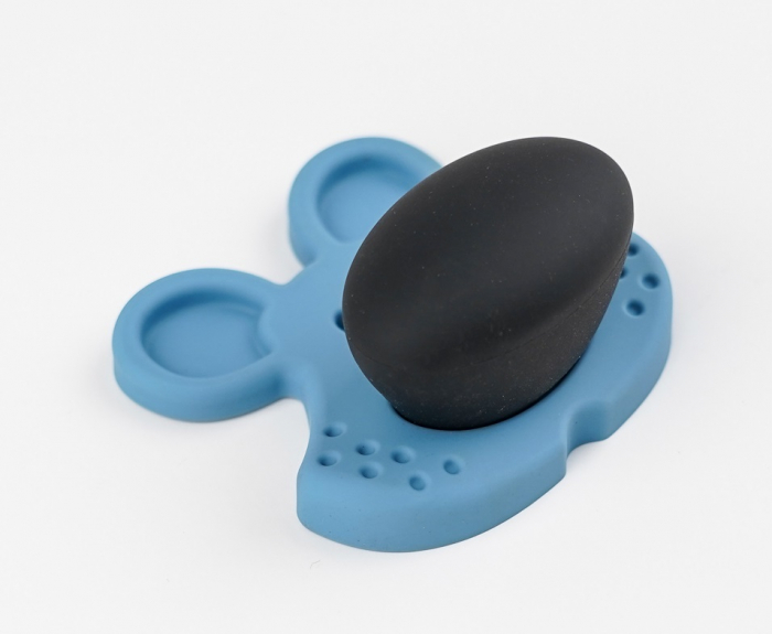 Buton pentru mobila copii Joy Tigru, finisaj bleu cu nasuc negru CB, 30 mm [3]
