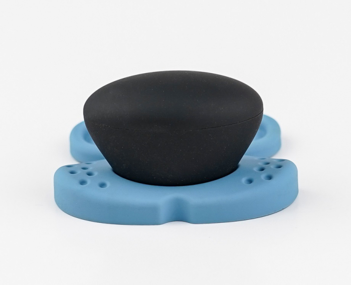 Buton pentru mobila copii Joy Tigru, finisaj bleu cu nasuc negru CB, 30 mm [4]