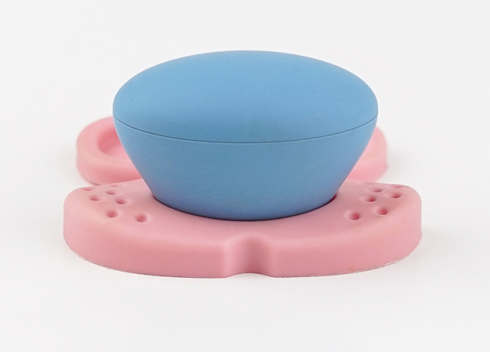 Buton pentru mobila copii Joy Tigru, finisaj roz cu nasuc bleu CB, 30 mm [4]