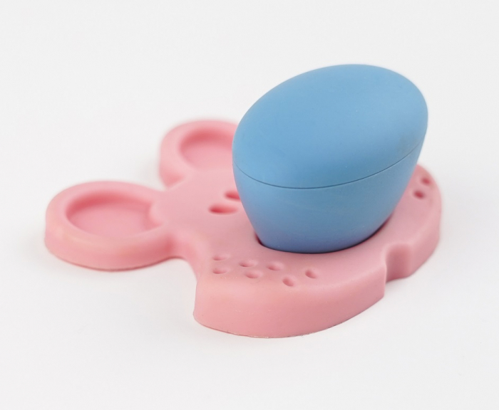 Buton pentru mobila copii Joy Tigru, finisaj roz cu nasuc bleu CB, 30 mm [3]