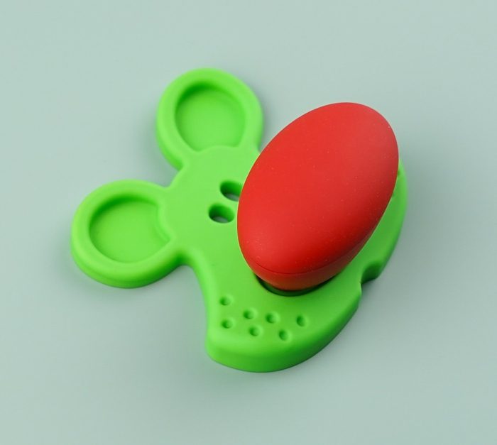 Buton pentru mobila copii Joy Tigru, finisaj verde cu nasuc rosu CB, 30 mm [5]