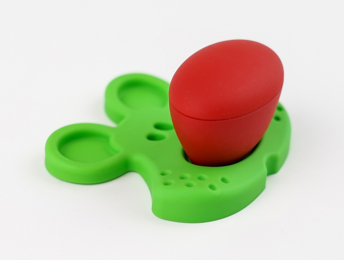 Buton pentru mobila copii Joy Tigru, finisaj verde cu nasuc rosu CB, 30 mm [3]