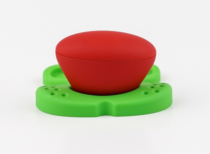 Buton pentru mobila copii Joy Tigru, finisaj verde cu nasuc rosu CB, 30 mm [4]