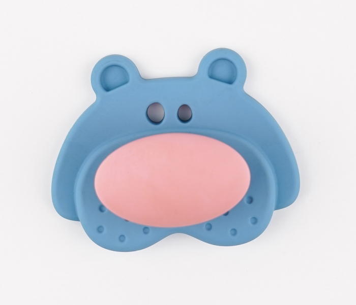 Buton pentru mobila copii Joy Ursulet, finisaj bleu cu nasuc roz CB, 30 mm [2]