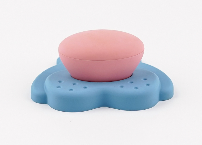 Buton pentru mobila copii Joy Ursulet, finisaj bleu cu nasuc roz CB, 30 mm [4]