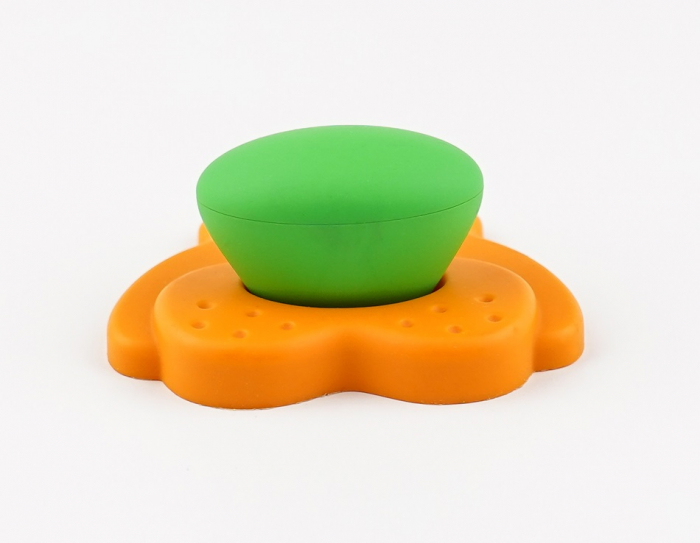 Buton pentru mobila copii Joy Ursulet, finisaj portocaliu cu nasuc verde CB, 30 mm [4]