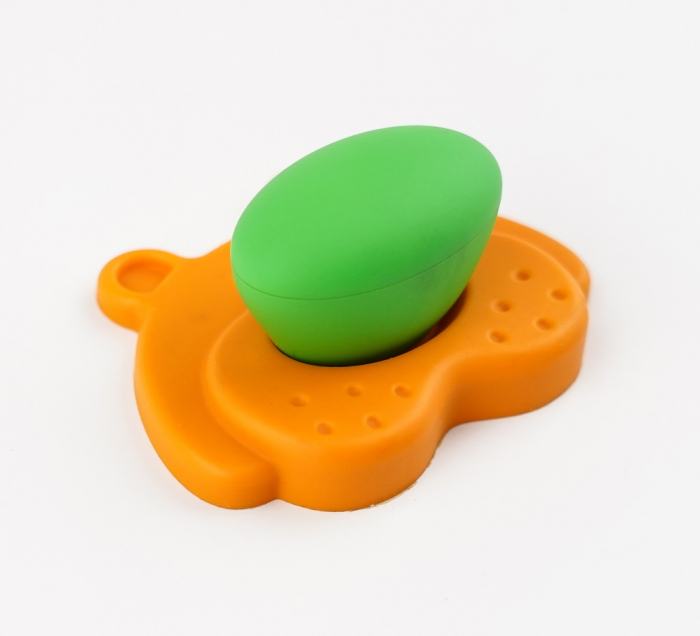 Buton pentru mobila copii Joy Ursulet, finisaj portocaliu cu nasuc verde CB, 30 mm [3]