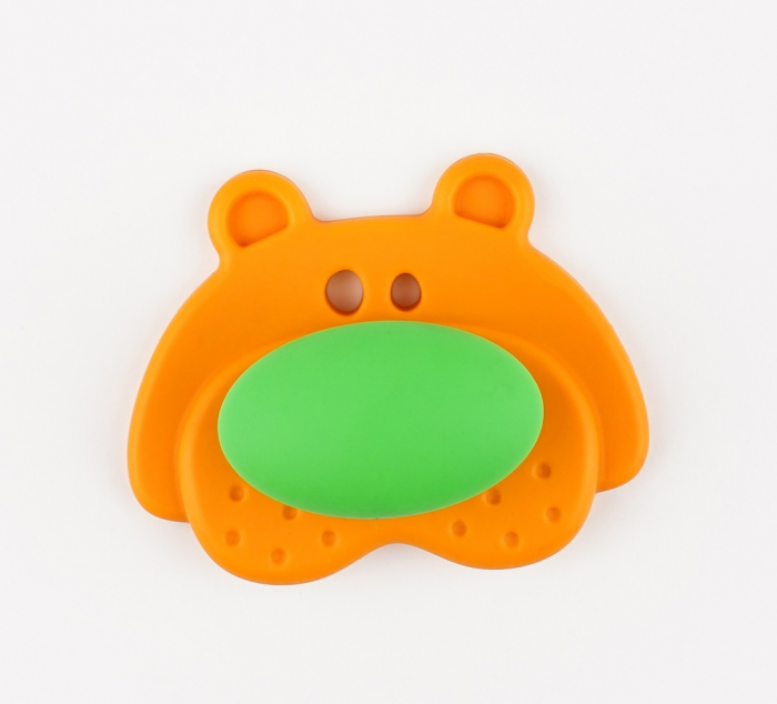 Buton pentru mobila copii Joy Ursulet, finisaj portocaliu cu nasuc verde CB, 30 mm [2]