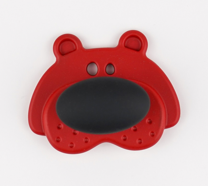 Buton pentru mobila copii Joy Ursulet, finisaj rosu cu nasuc negru CB, 30 mm [2]