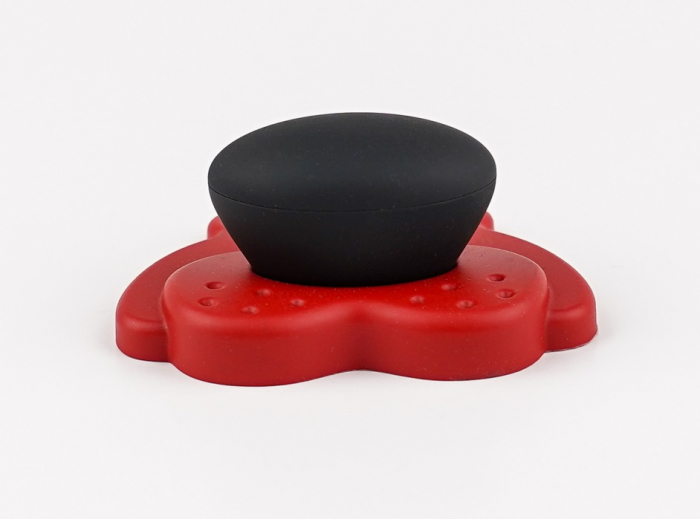 Buton pentru mobila copii Joy Ursulet, finisaj rosu cu nasuc negru CB, 30 mm [4]