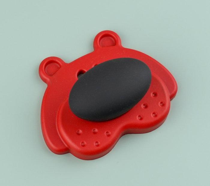 Buton pentru mobila copii Joy Ursulet, finisaj rosu cu nasuc negru CB, 30 mm [5]
