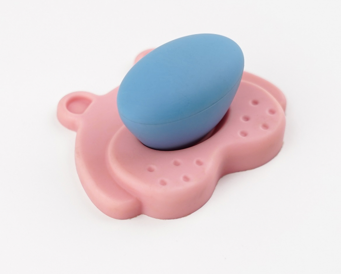 Buton pentru mobila copii Joy Ursulet, finisaj roz cu nasuc bleu CB, 30 mm [3]