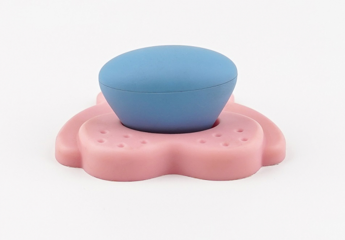 Buton pentru mobila copii Joy Ursulet, finisaj roz cu nasuc bleu CB, 30 mm [4]