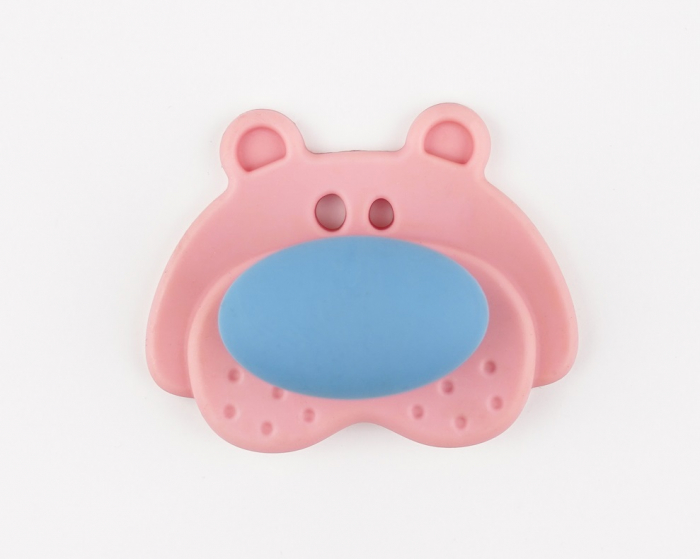 Buton pentru mobila copii Joy Ursulet, finisaj roz cu nasuc bleu CB, 30 mm [2]