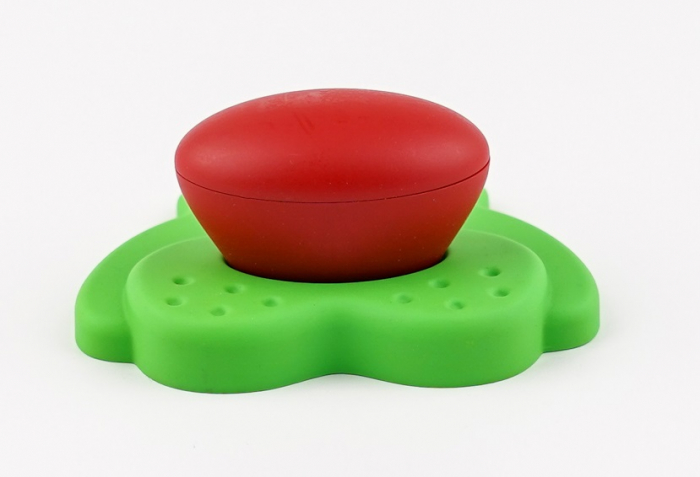 Buton pentru mobila copii Joy Ursulet, finisaj verde cu nasuc rosu CB, 30 mm [4]