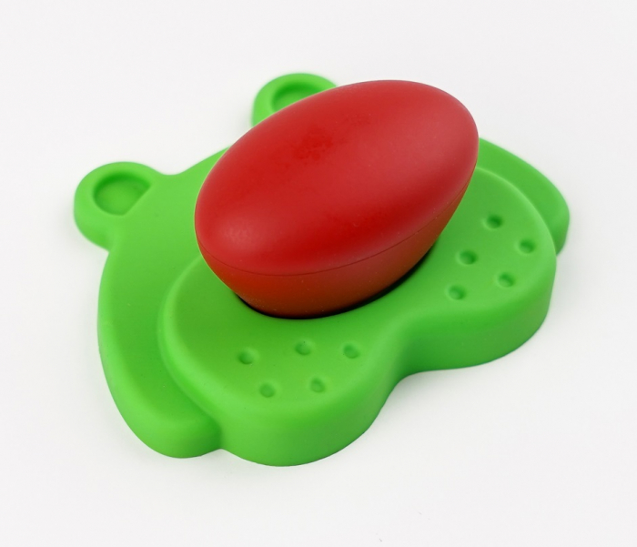 Buton pentru mobila copii Joy Ursulet, finisaj verde cu nasuc rosu CB, 30 mm [3]