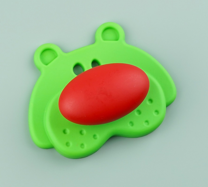 Buton pentru mobila copii Joy Ursulet, finisaj verde cu nasuc rosu CB, 30 mm [5]
