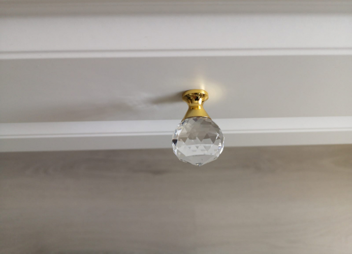 Buton pentru mobila cristal CRPA, finisaj auriu lucios+cristal transparent GT, D:30 mm [2]