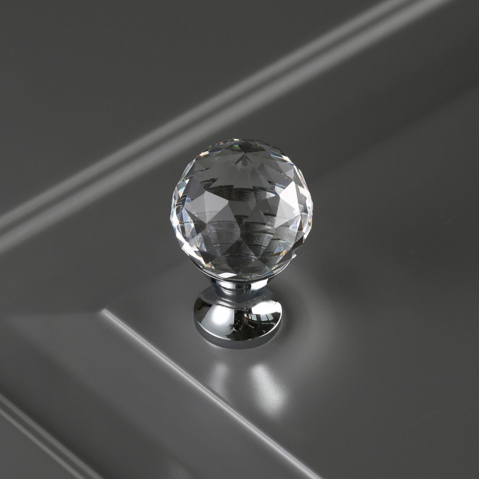 Buton pentru mobila cristal CRPA, finisaj crom lucios+cristal transparent GT, D:25 mm [3]